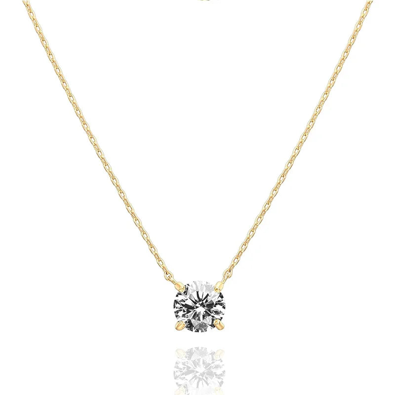 14K Gold Plated Crystal Solitaire CZ Dainty Choker Necklace Gold Silver Color Necklaces for Women Girls Trend Jewelry Gifts