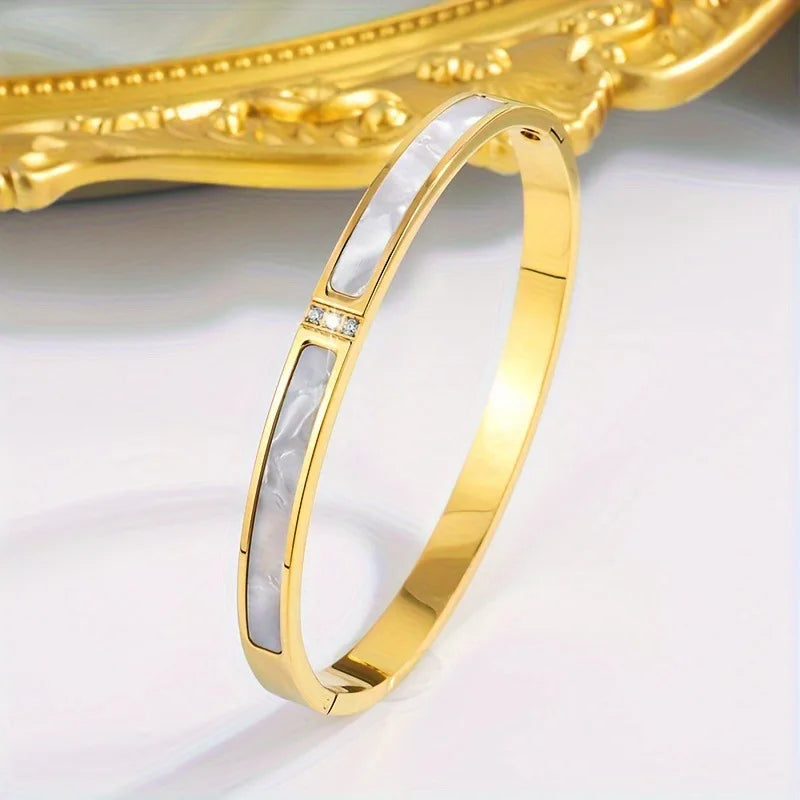 14k Gold Plated Bamboo Cuff Bracelet Bangle for Women Waterproof Colorfast Luxury Bracelets Dainty Stainless Steel Jewelry Gifts