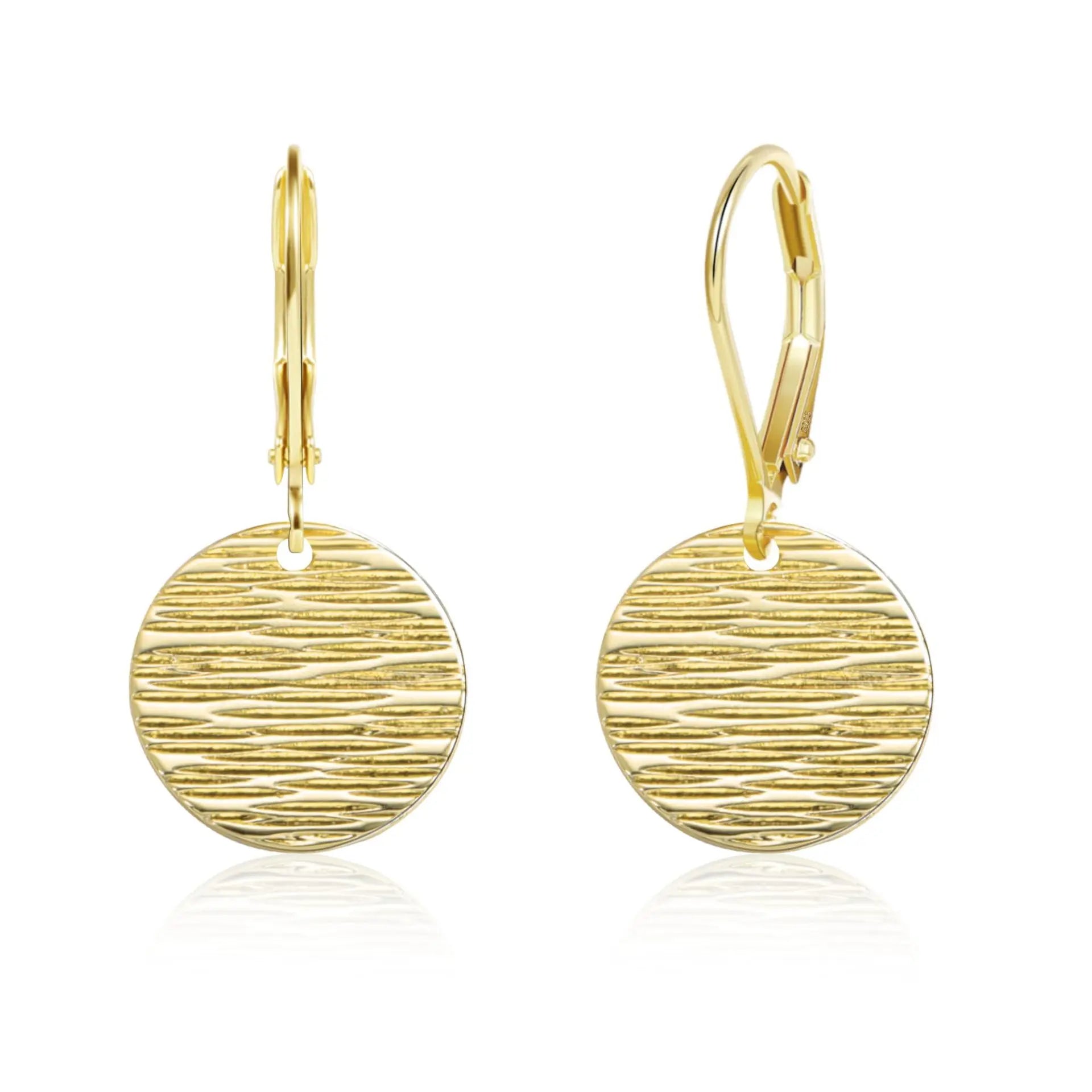 Silver Plated Disc Dangle Earrings for Women Circle Coin Geometric Flat Hammered  Hypoallergenic Leverback Drop Earring Jewelry