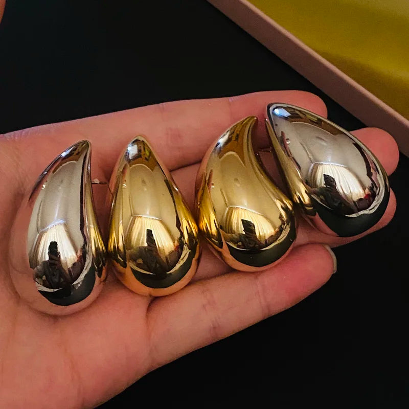 Big Chunky Water Drop Earrings for Women with18K Gold Plated Lightweight  Hypoallergenic Trendy Jewelry Accessories 4.3* 2.8cm