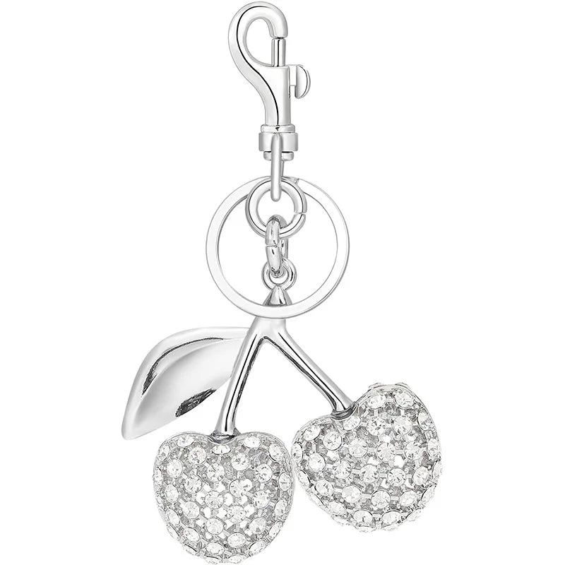 Cherry Keychain Bag Charm Bling Sparkly Metal Key Accessories for Purses Charms Handbags Pendant for Women Gifts